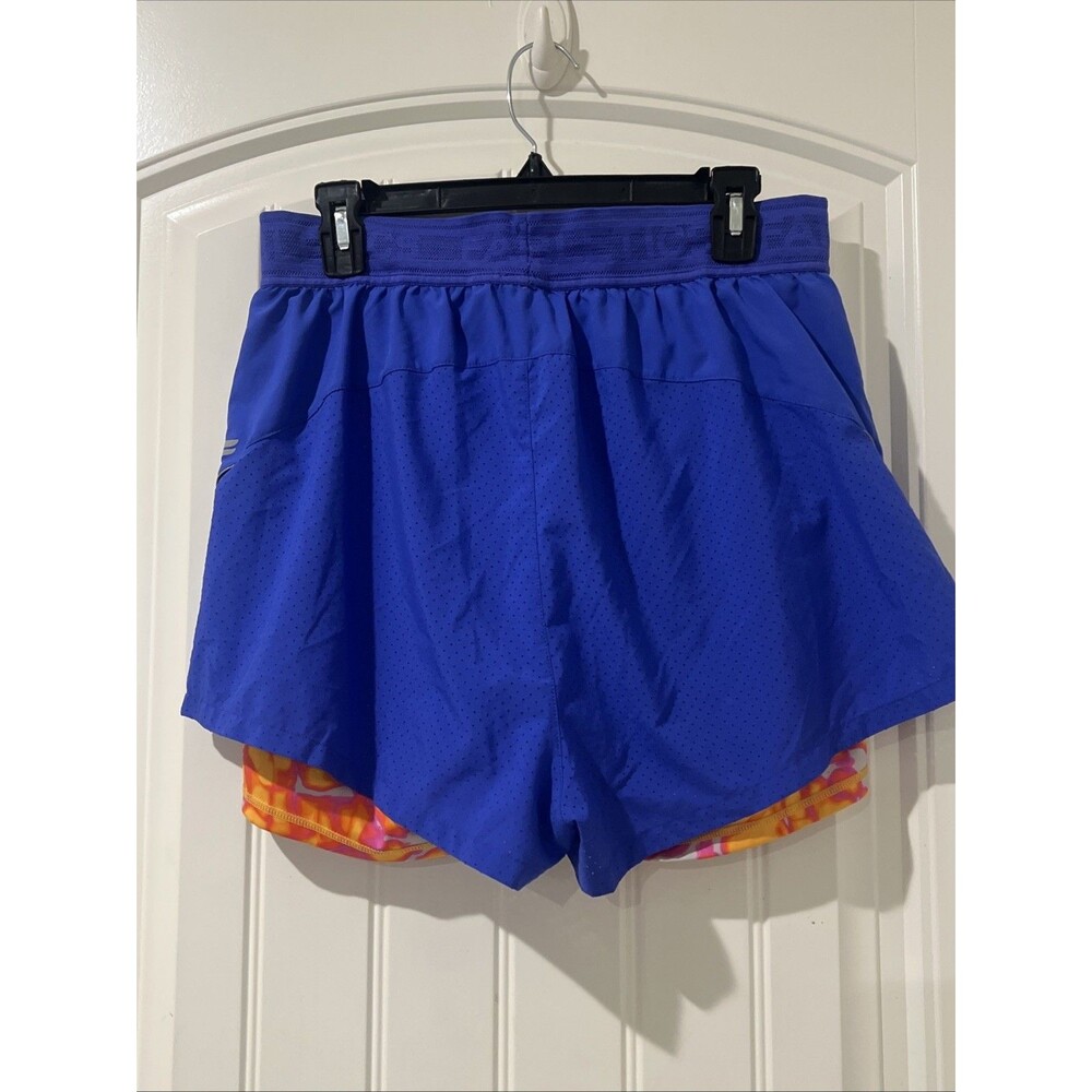 Fabletics Perforated Run 2" Shorts 2-in-1 Design Cobalt Purple Orange Medium - Picture 2 of 11